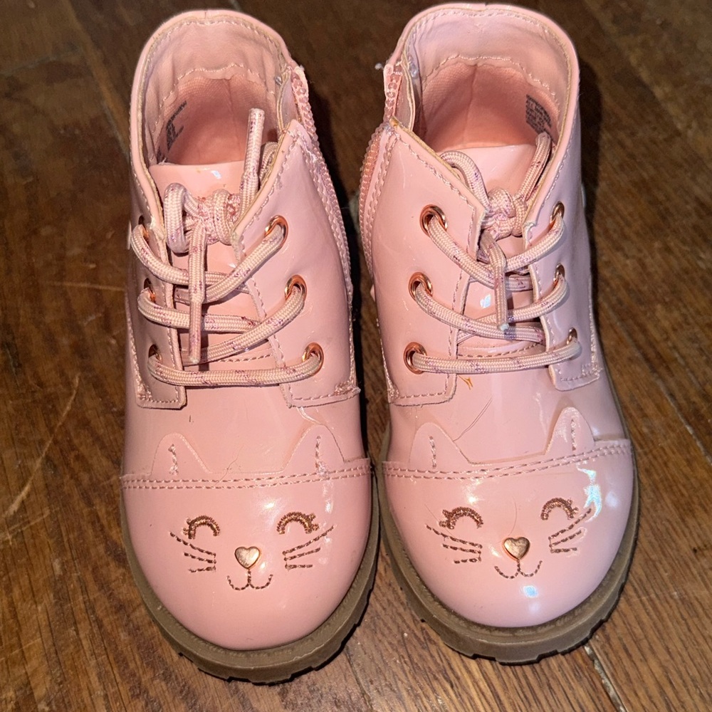 Pink Cat Face Kids Boots
